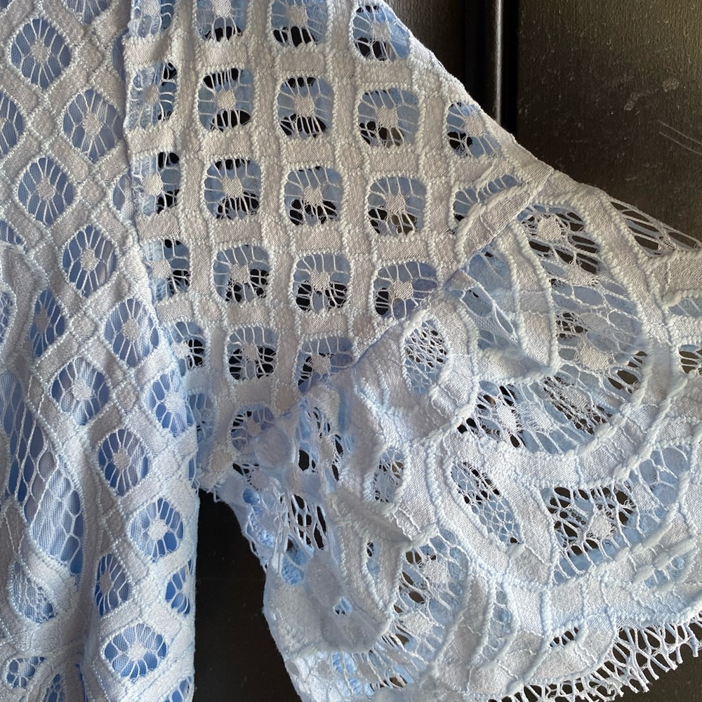 NWOT Half Sleeve V Neck Button Detail Lace Embroidery Dress Size Small - Picture 5 of 10
